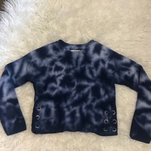 Navy blue and white tie-dye sweater